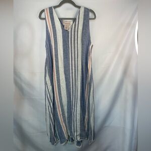 100% line dress by Philosophy. Fringed hem and its wide straps. So cute and boho